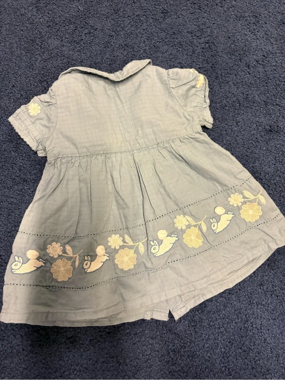 M&S Beatrix Potter Light Blue Embroidered Button-Front Dress